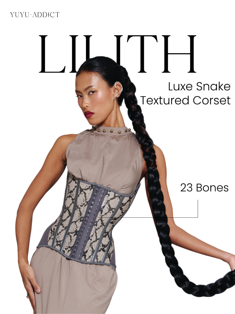 YUYUADDICT - Lilith Luxe Snake-Textured Corset 23 Bones