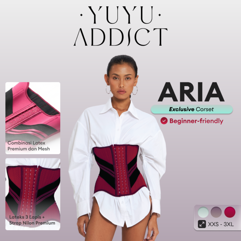 YUYUADDICT - Aria 3 Layers Latex Super Tight High Compression Core Corset Free Extension Korset Latex 25 Tulang