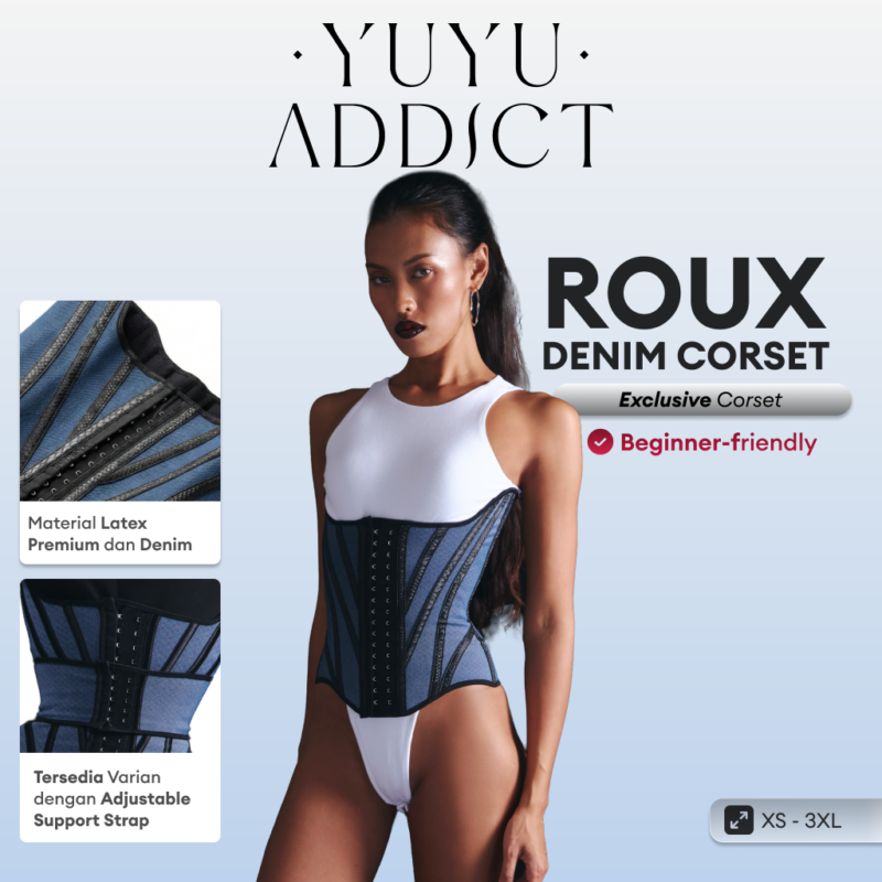 YUYUADDICT - Roux Denim Korset Denim Premium 17 Tulang (With/Without Strap)